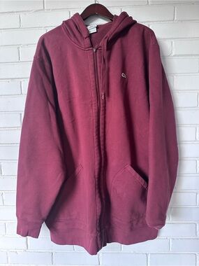 Lacoste Men's Burgundy Full Zip Hooded Fleece Cotton Sweatshirt 3XLT Big & Tall